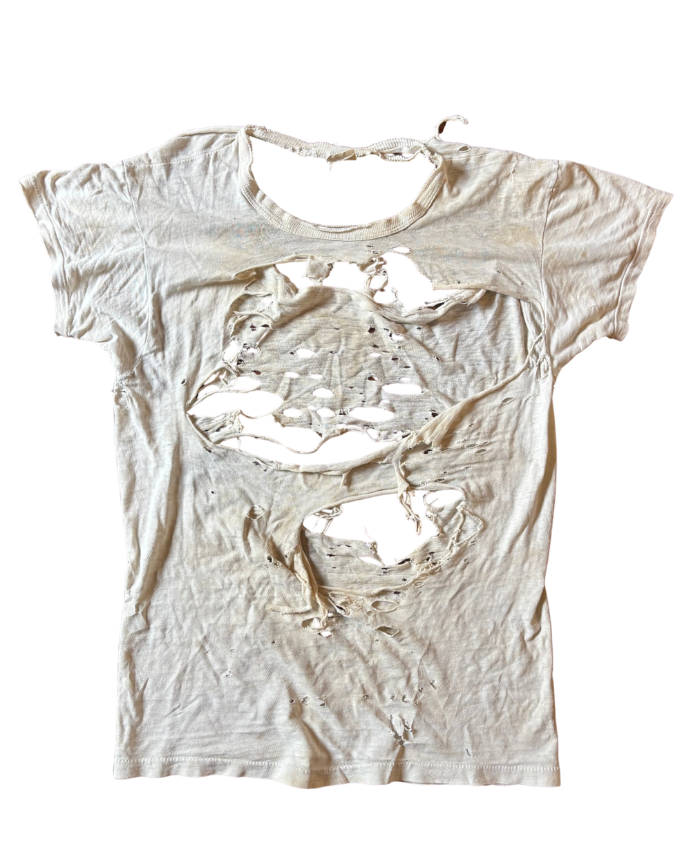 Destroyed 1950's Pelham White T Shirt