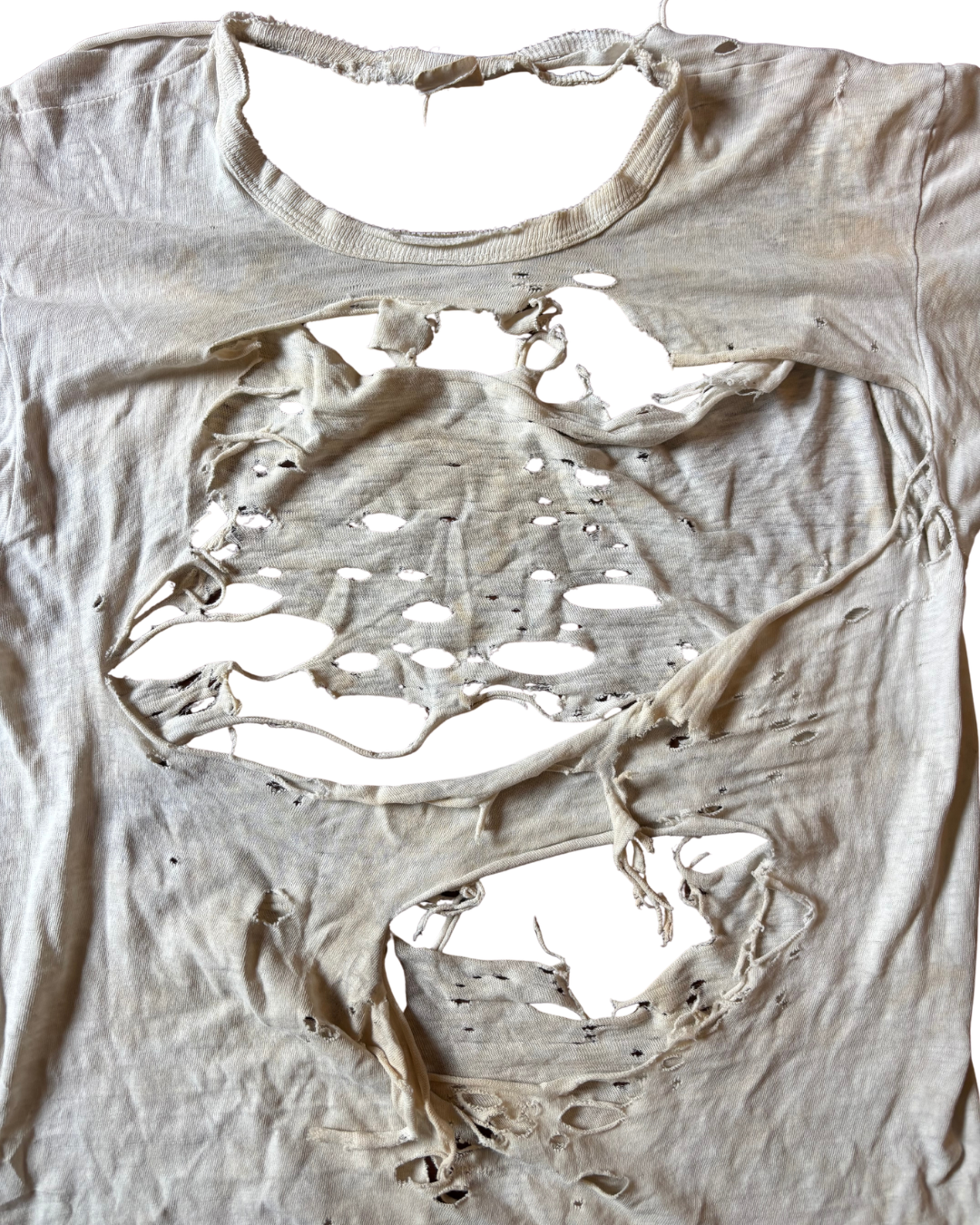 Destroyed 1950's Pelham White T Shirt