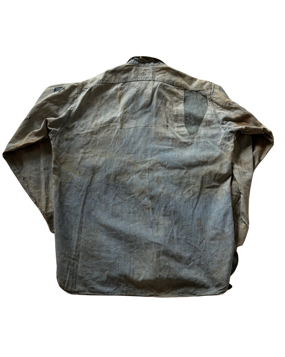 1930's 40's Cotton Pin Check Repaired Work Shirt