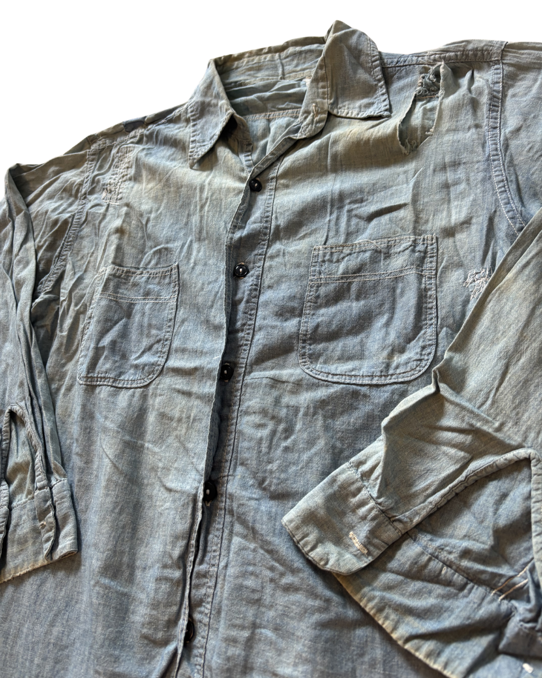 Heavily Distressed 1940's Chambray