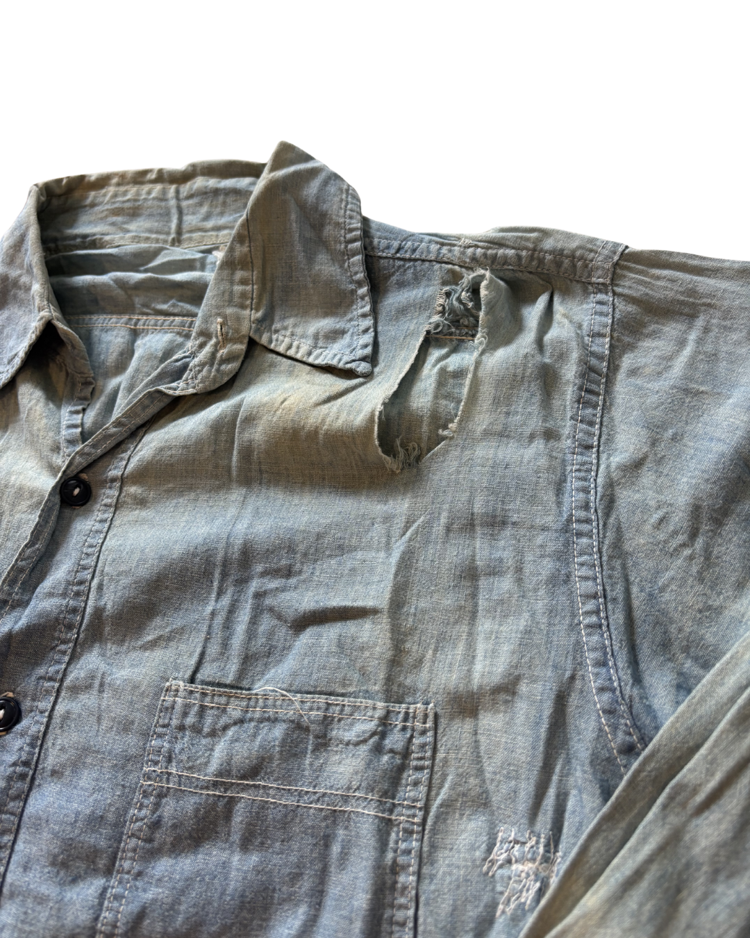 Heavily Distressed 1940's Chambray