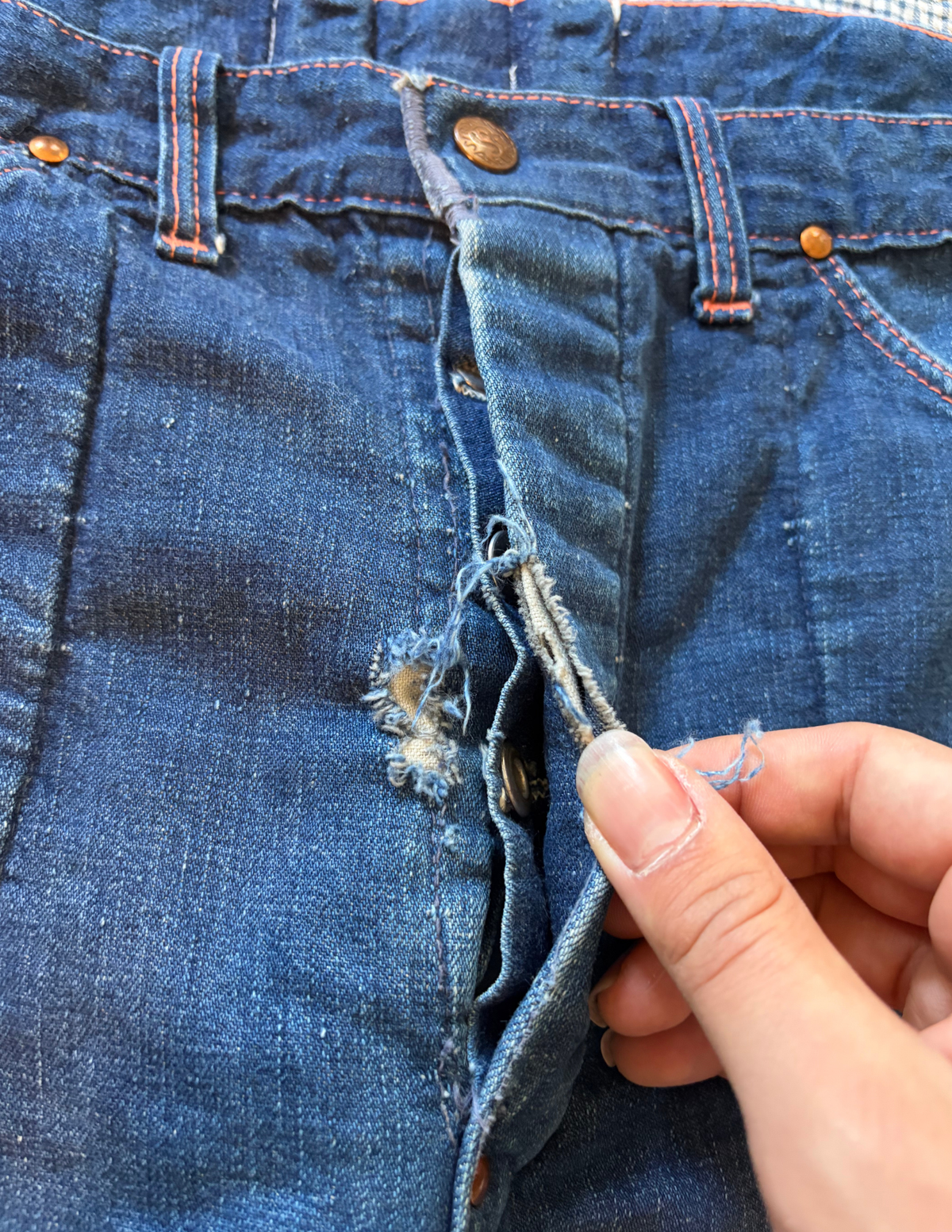 1940's Strong & Reliable Dark Cotton-Lined Jeans