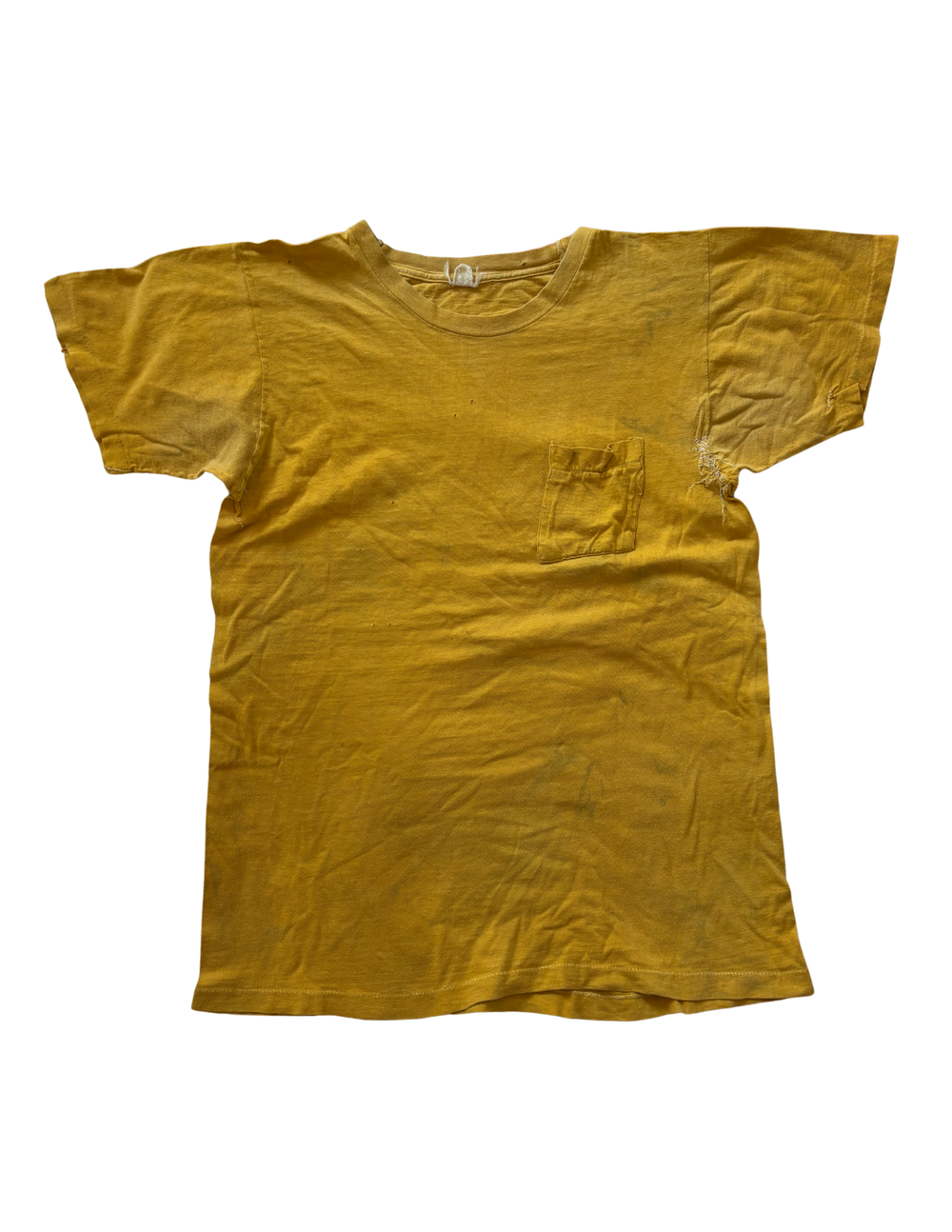 1960's Mustard Cotton T Shirt with Repairs