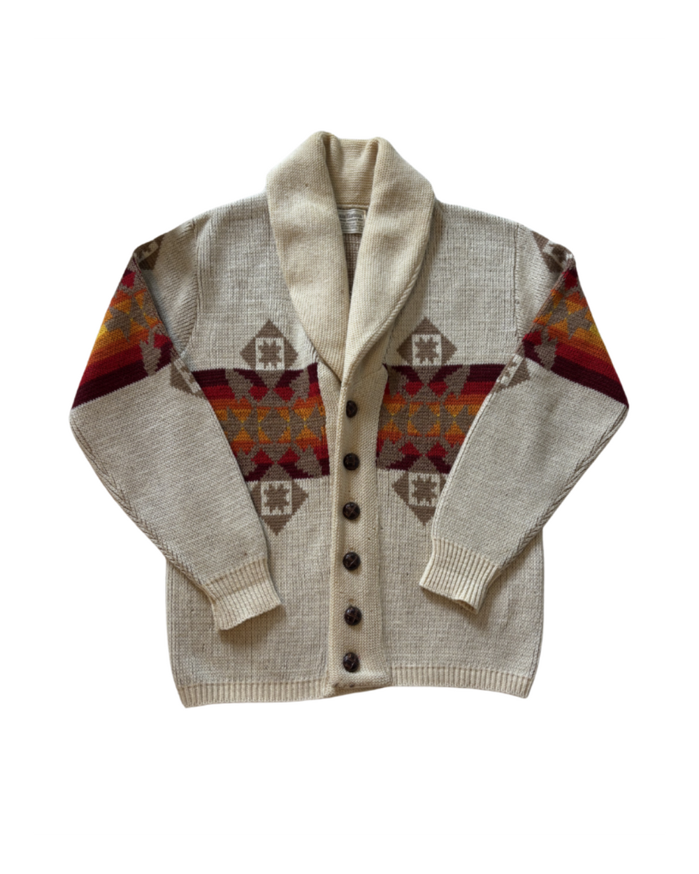 1970's Pendleton Wool Shawl Collar Aztec Cardigan