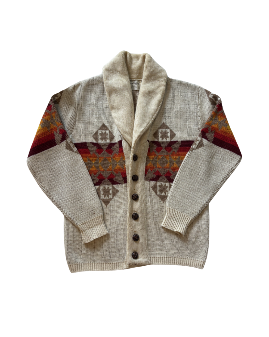 1970's Pendleton Wool Shawl Collar Aztec Cardigan
